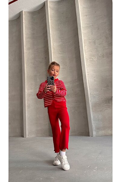 le petit sole Girl's Collared Zippered Top and Bottom Set