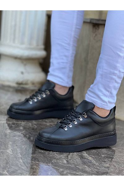 BOA KB X4 Black Skin Black High Sole Lace Up Casual Men's Shoes