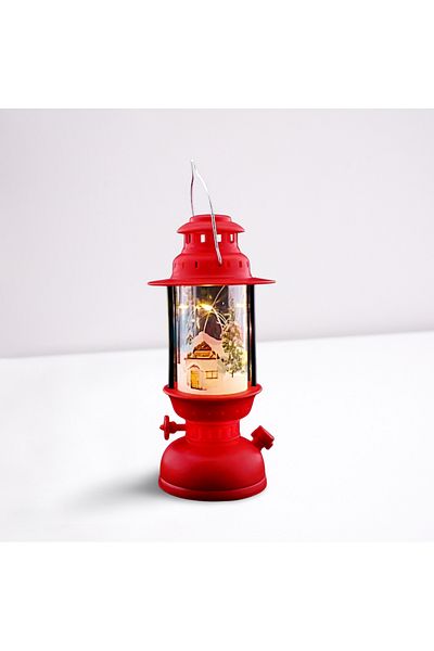 Smg Yayıncılık Christmas Lantern Lighted Gas Lamp Patterned Red