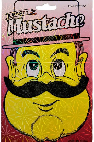 CEKAVE Realistic Black Colored Adhesive Party Mustache - Bully with Fake Feathers Model 1