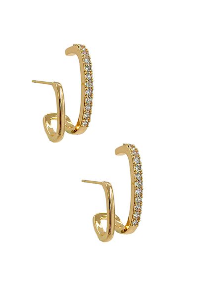 Çlk Accessories أقراط فاخرة من حجر الزركون مكونة من صفين