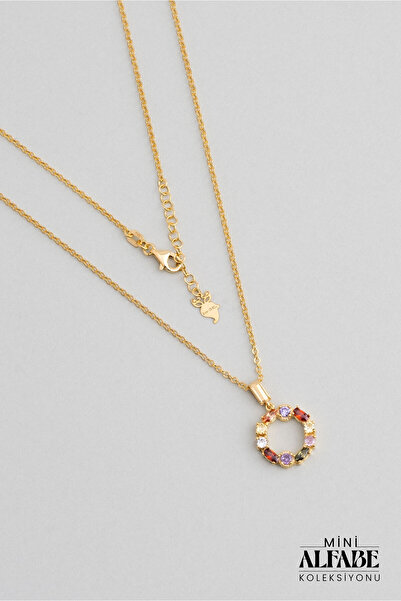 So CHIC... Mini O Harfi Günışığı Renkli 18 Ayar Sarı Altın Kaplama Gümüş Kolye