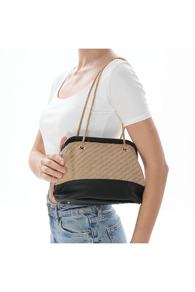 Z&M COLLECTION BAG SHOPPİNG Geantă de mână albastru-crem, potrivită pentru utilizarea pe umăr