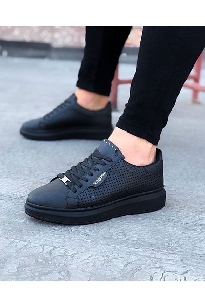 kapsulavm Charcoal Perforated Men's High Sole Shoes