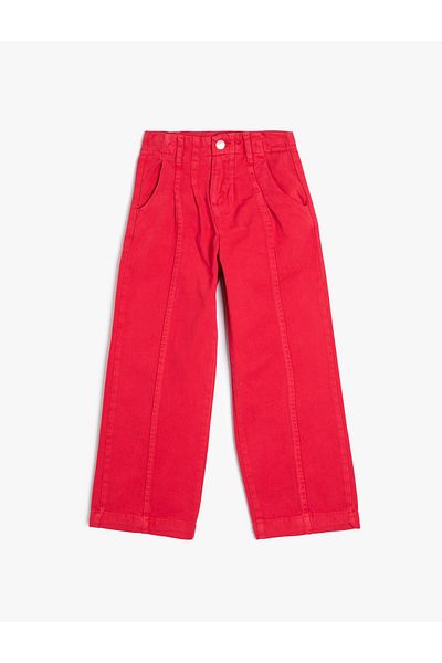 Koton New Season Jeans with Wide Legs and Button Detail