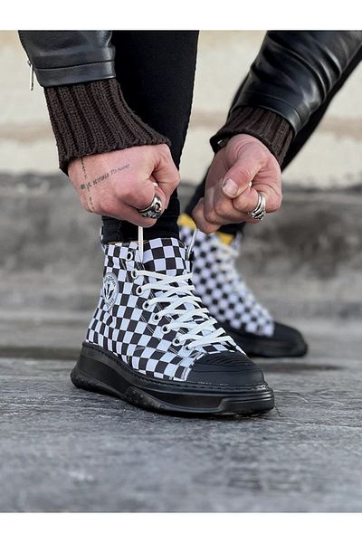 K&A Checkered Men's Half Ankle Casual Shoes