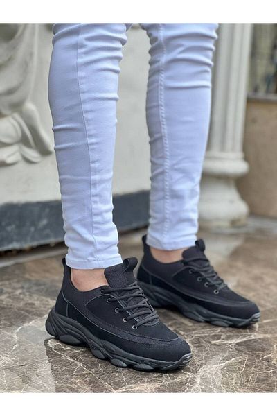 BOA Kb 707 Black Suede - High-Sole Lace-Up Men's Casual Shoes