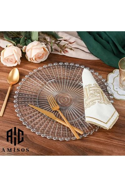 Royaleks Transparent Beaded Presentation Tray - Supla 20 Cm