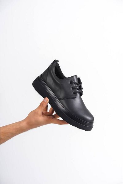 BESKAR KB X3 Black Skin Μαύρη σόλα με κορδόνια casual ανδρικά παπούτσια
