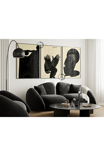 Home 3'lü Set Tablo, Soyut fütüristik Modern Tablo, Çerçevesiz Poster, Oturma...