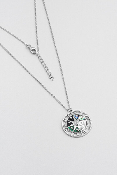 So CHIC... Burçlar Kuşağı 18 Ayar Beyaz Altın Kaplama 45 Cm Gümüş Tasarım Kolye