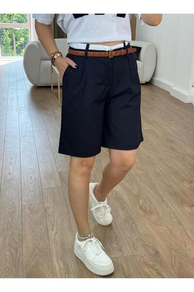 2she Bel Detaylı Şehir Boy Şort-Lacivert