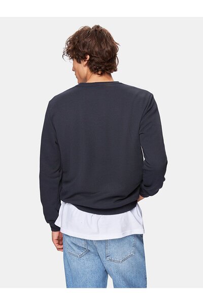 Ltb Sıfır Yaka Uzun Kollu Lacivert Sweatshırt