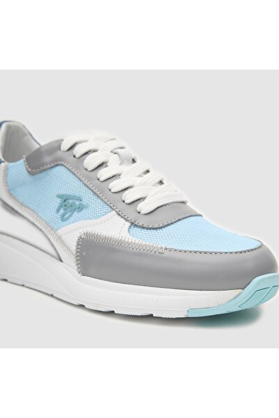 TOGO Mavi-Gri Hakiki Deri Kadın Spor Ayakkabı [060201]
