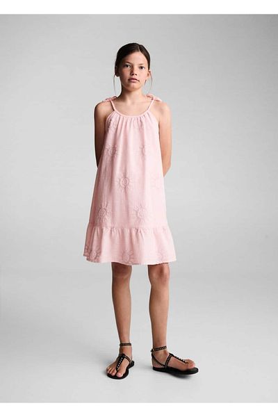 MANGO Kids Κεντητό φόρεμα με λεπτομέρειες