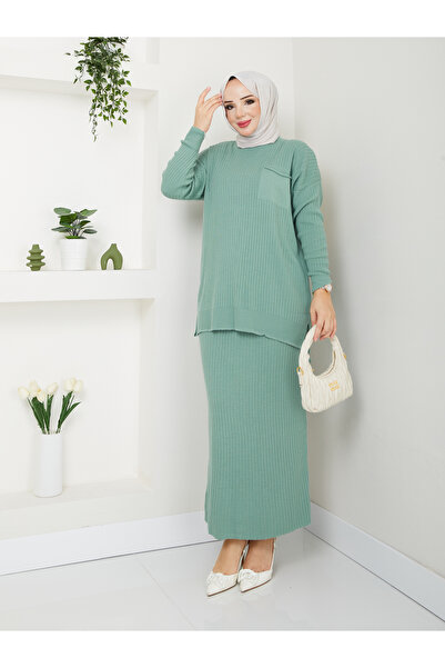 MODAMÜNASİP Minunat din material subțire material reiat Tricotaj Set dublu confortabil și elegant