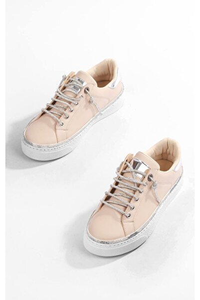 PARİS Kadın Bej Taşlı Günlük Spor Ayakkabı