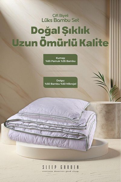 Sleep Garden Single Bamboo Yogan - Stylish Luxury Pillow Set with Jute Linen Bag