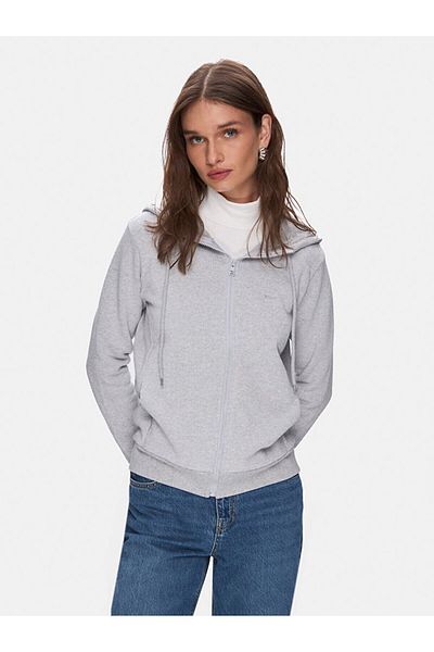Ltb Šedá obyčejná mikina s kapucí Regular Fit