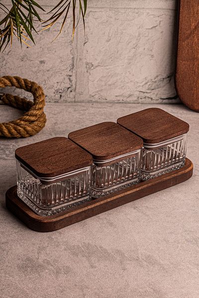 Snippy Bella Square - 4 Piece Glass Snack Bowl with Vacuum Lid and Tray 230 ml