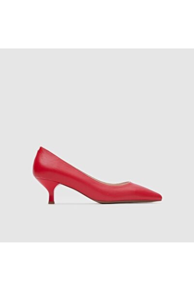 TOGO Kırmızı Hakiki Deri Kadın Stiletto Ayakkabı 7 Pont (4.7 cm) [060066]