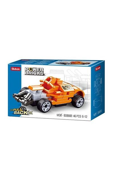 Sluban Power Bricks Pull Drop Orange Sports Car