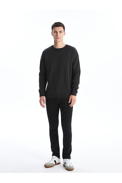 LC Waikiki Lcw Casual Anthracite Crew Neck Long Sleeve Men's Knitwear Sweater
