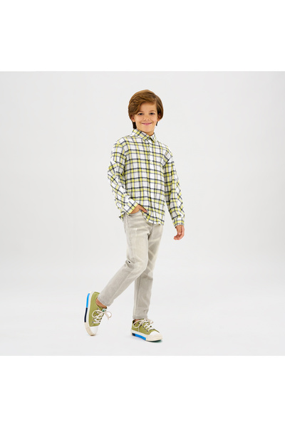 Panço Erkek Beyaz Dokuma Gömlek Yaka Gömlek