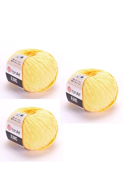 Yarnart Yarn Art Jeans Amigurumi Knitting Yarn 88 Σκούρο Κίτρινο Ζακέτα Πλεξούδα Σχοινί Baby Yarn Punch Yarn 3 Pack