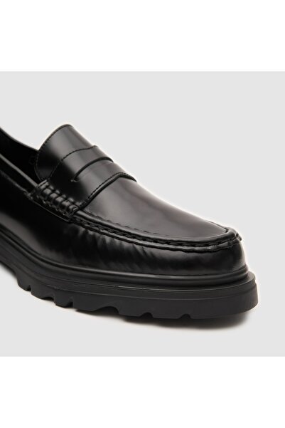 TOGO Siyah Hakiki Deri Kadın Loafer Ayakkabı [060053]