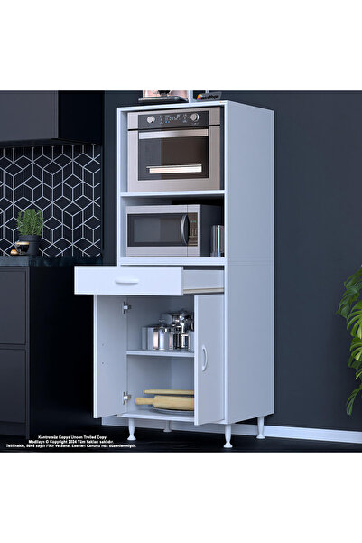 Modilayn BİRCE LİNA L-65 x 162,4 x 48 cm Çekmeceli Kapaklı Ankastre Fırın Ve Mutfak Dolabı