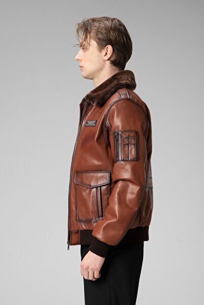 Dericlub Savaki Whiskey Real Leather Men's Coat - Copilot