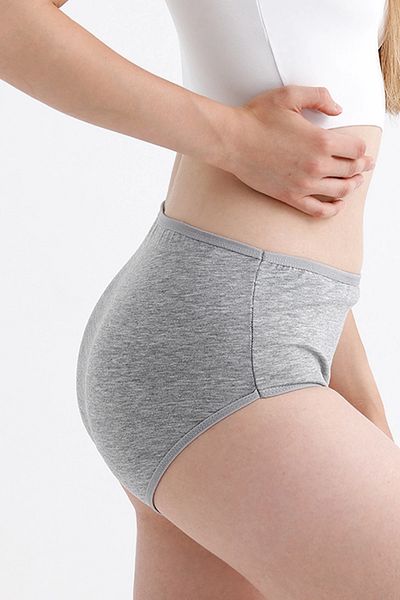 SESUME Women's High Waist Gray Cotton Panties - Pack of 12