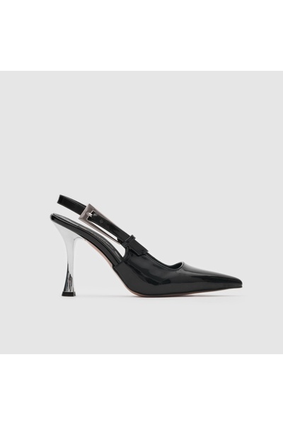 TOGO Siyah Kadın Arkası Açık Topuklu Ayakkabı [060237]