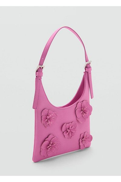 MANGO Woman Floral Leather Shoulder Bag