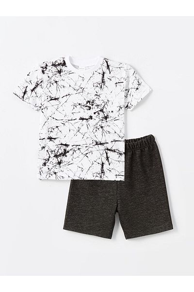 LC Waikiki Lcw Crew Neck Patterned Baby Boys T-Shirt and Shorts 2-Piece Set Fast Fashion