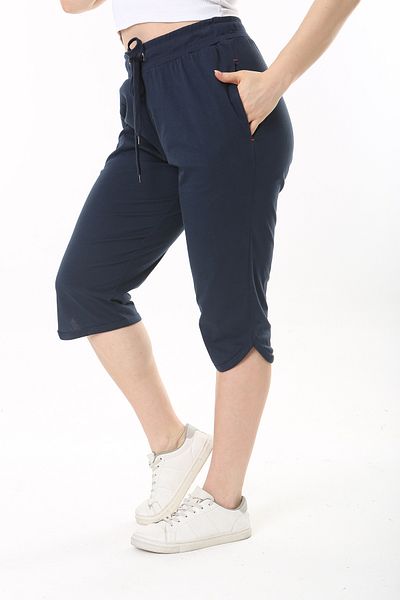 Şans Damă mărime mare, țesătură de bumbac bleumarin, cu ochi, șiret, buzunar lateral Capri 65N37490