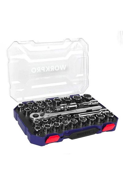 Workpro WP 202525   - مجموعة مقابس احترافية مقاس 30 قطعة 1/2 بوصة CR-V متري/بوصة