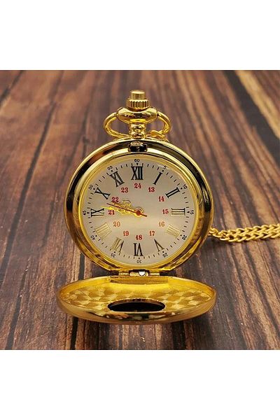 STİLLOVE Gold Roman Numeral Pocket Watch with Chain (Sl7148)