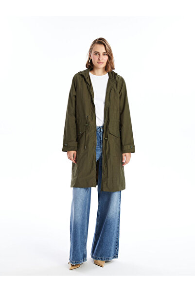 LC Waikiki Khaki Hooded Women's Raincoat