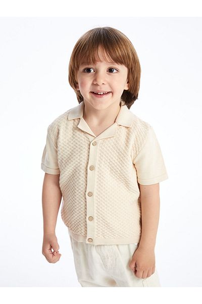 LC Waikiki Polo Collar Short Sleeve Basic Baby Boy Knit Cardigan