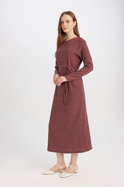 DeFacto Regular Fit Wrap Long Sleeve Midi Dress D5024Ax24Au