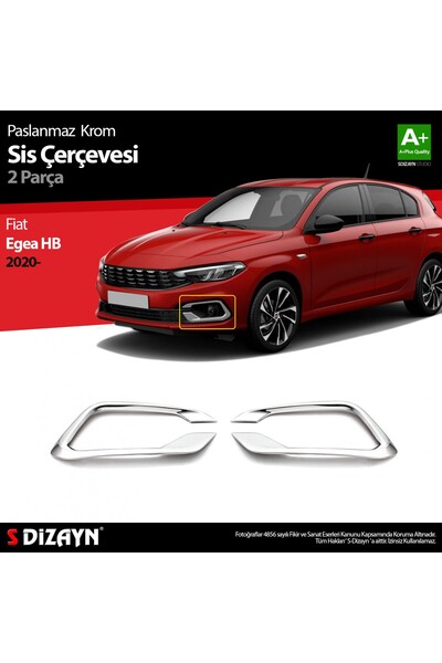 S Dizayn S-Dizayn Fiat Egea HB Krom Sis Çerçevesi 2 Prç. 2020 Üzeri (Mat Krom...