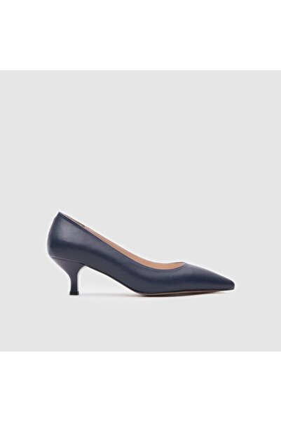 TOGO Lacivert Hakiki Deri Kadın Stiletto Ayakkabı 7 Pont (4.7 cm) [060066]
