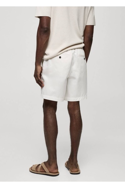 MANGO Man %100 pamuk büzgülü ipli bermuda şort