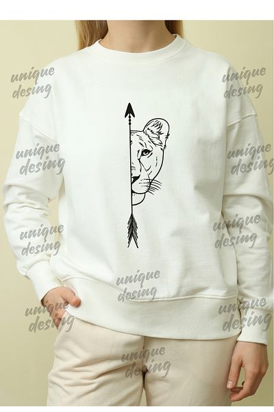 UNIQUE DESIGN Female and Male Lion Couples Lover Couple Combination Design Sweatshirt