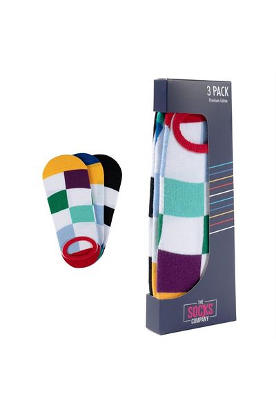 The Socks Company 3 ζευγάρια ανδρικές αόρατες κάλτσες με μοτίβο ειδικό κουτί (153P)