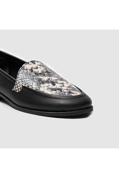 TOGO Yılan Desenli Hakiki Deri Kadın Loafer Ayakkabı [060110]