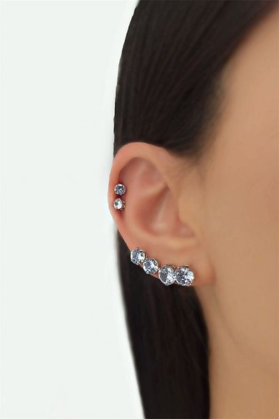 Çlk Accessories مجموعة حلق سوليتير مكونة من 6 قطع Trküpe35145