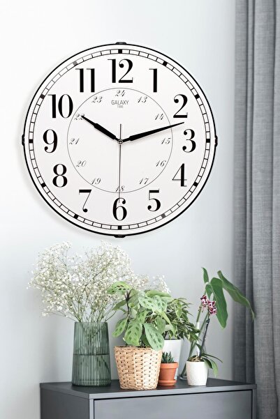 Genel Markalar 24 SAAT BASKILI BEYAZ ZEMİNLİ BOMBELİ DUVAR SAATİ 35 CM